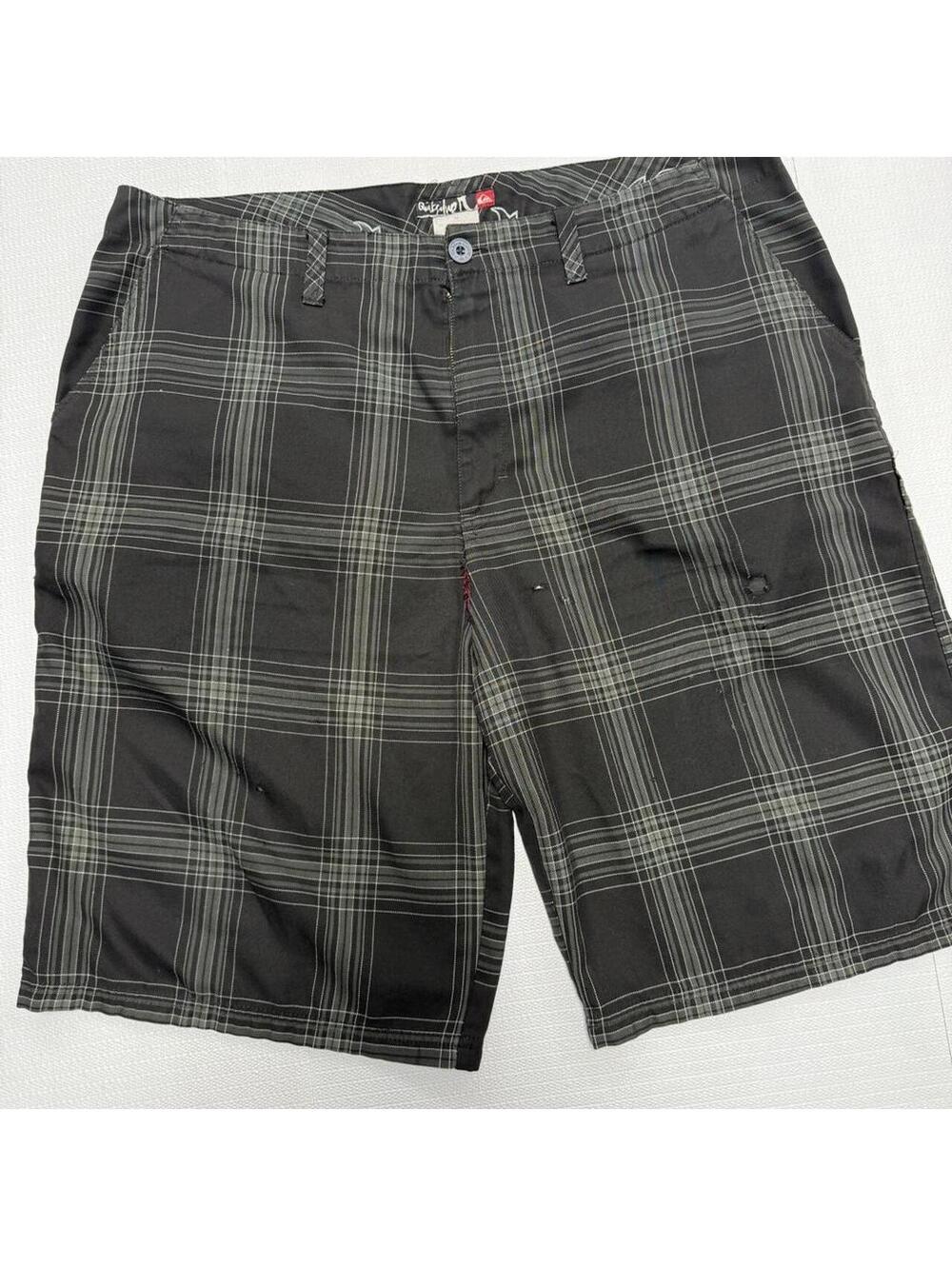 Y2K Skater Streetwear Baggy Quiksilver Embroidered Plaid Dress Shorts Men's 40